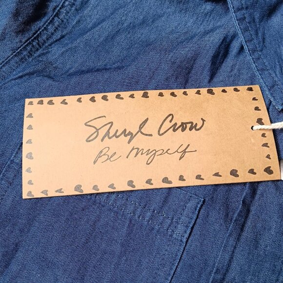 Cheryl Crow Be Myself Medium Shirt Long Sleeve Blue Chambray Butterfly Snap READ - Picture 4 of 12